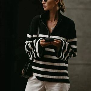 & Other Stories Striped Quarterzip